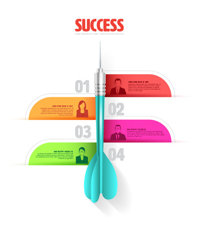 Vector colorful dart arrow like options banner, infographics.のイラスト素材
