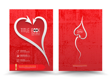 Arrows harmonious heart brochure template red background textured.のイラスト素材