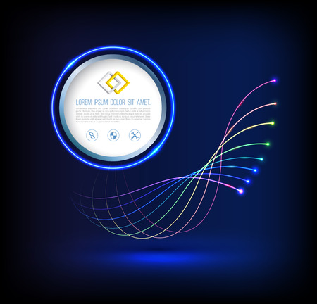 Abstract wave of fiber optic technology connections concept with circle.のイラスト素材