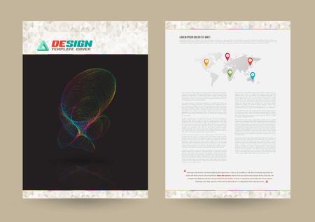 Vector Brochure Flyer design Layout template line style, size A4, Front page and back page, infographics. Easy to use and edit.のイラスト素材