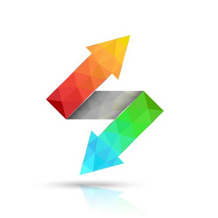 Two way arrows up and down directions consisting of triangles. Vector illustration.のイラスト素材