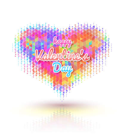 Happy Valentine's Day lettering Greeting Card on heart trianglesのイラスト素材