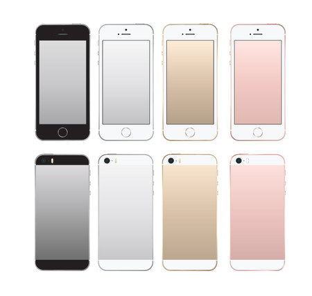 Realistic smartphone front and back set iphon style mockup. Vector illustration. for printing and web element, Game and application mockup.のイラスト素材