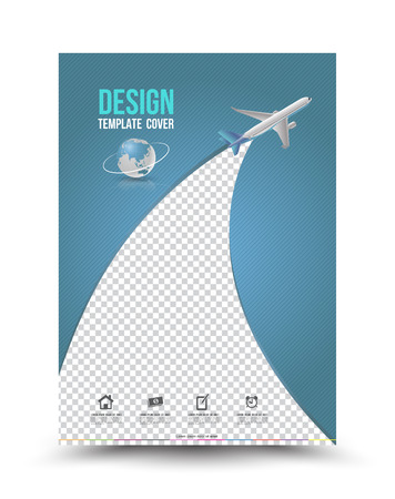 Cover page layout template with paper airplane. Vector illustration. Can use for Leaflet, brochure, book, magazine, document template and business report cover.のイラスト素材