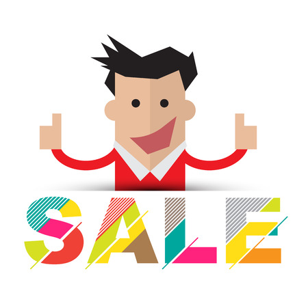 Modern Sale with cartoon. Vector illustration. Can use for poster promotion advertising.のイラスト素材
