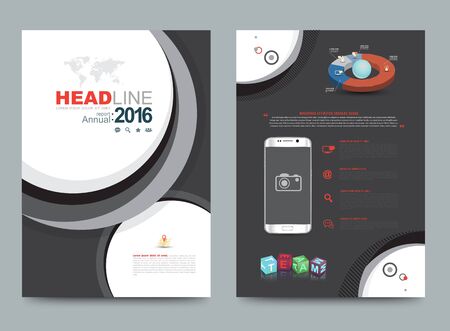 Cover annual report Leaflet Brochure Flyer template A4 size design, book cover layout design, Abstract presentation templates, Business report template.のイラスト素材