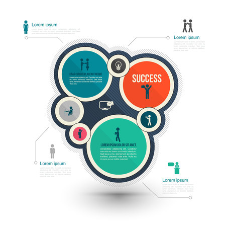 System circle color with business man icon loop business  modern template  education plan  business info. vector illustration.のイラスト素材