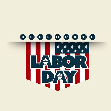 American flag with typography celebrate Labor Day, September 7th, United state of America, American Labor day design.のイラスト素材