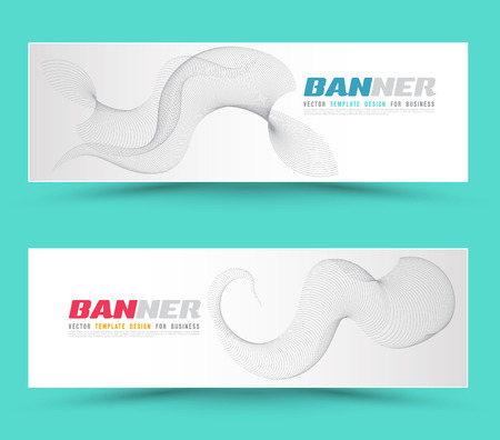 Set of banner templates. Bright modern abstract lines design on blue background. Vector illustration. For advertising website banner.のイラスト素材