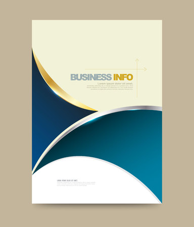 Annual report brochure design template curve style, Leaflet cover presentation abstract technology background, layout in A4 size. illustration.のイラスト素材
