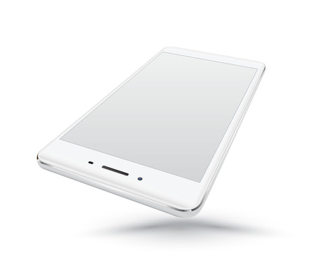 New realistic white smartphone mockups with blank screen isolated on white background. Vector illustration. for printing and web element, Game and application mockup.のイラスト素材