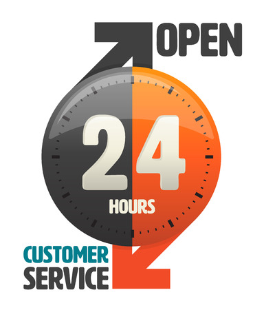 24 hours open customer service icon. vector illustration.のイラスト素材
