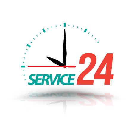 Service 24 with Clock. Vector illustration.のイラスト素材