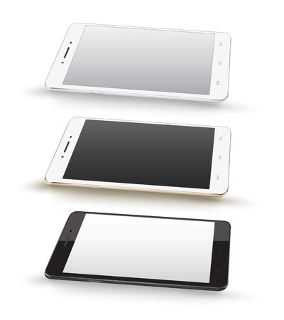 Smartphone mockups set on white background. Vector illustration. for printing and web element, Game and application mockup on smartphoneのイラスト素材