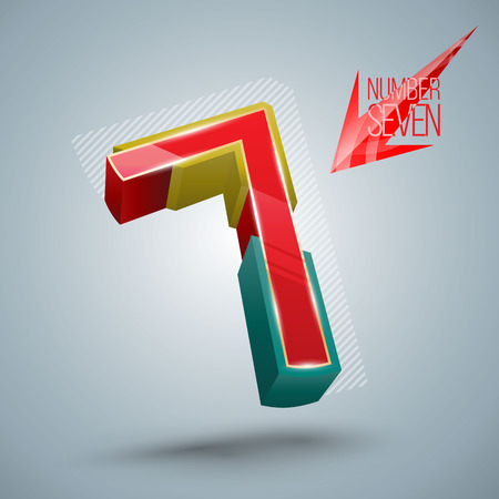 Vector Number Seven 3D style. Vector illustrationのイラスト素材