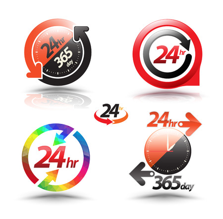 24 hours open customer service collection. Vector illustration.のイラスト素材