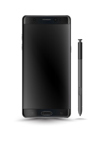 Perfectly detailed new smartphones style isolation with digital pen. Vector illustration.のイラスト素材