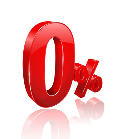 Red Zero percent 3D style. Vector illustration. Can use for promotion advertising pay by installments.のイラスト素材