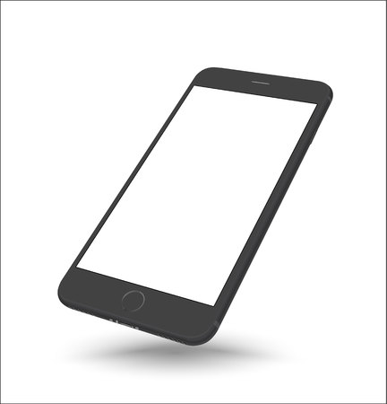 New realistic black smartphone mockup perspective on white background. Vector illustration.のイラスト素材