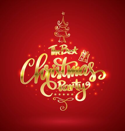 Greeting card for Christmas and Happy New Year lettering. Vector illustration.のイラスト素材