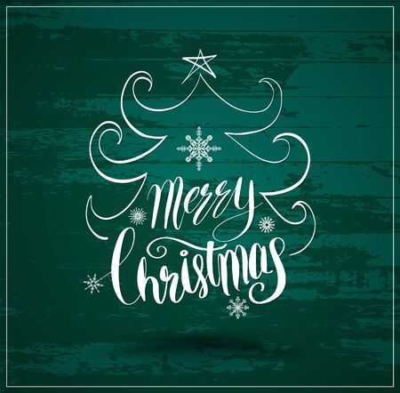 Greeting card for Christmas and Happy New Year lettering. Vector illustration.のイラスト素材