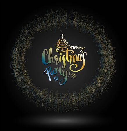Greeting card for Christmas and Happy New Year lettering. Vector illustration.のイラスト素材