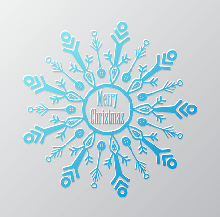 Snowflake blue frame with Merry Christmas drawing style. Vector illustration.のイラスト素材