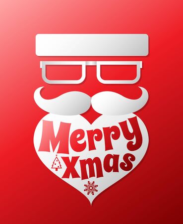Santa claus with beard vector illustration .Christmas hipster poster for party or greeting card. Vector art design background.のイラスト素材