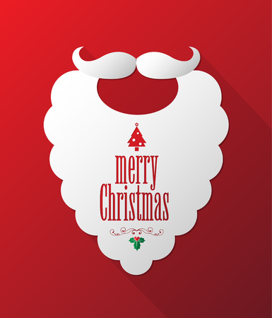 Christmas Greeting Card Holidays Merry Christmas lettering on Santa Beards, vector illustration.のイラスト素材