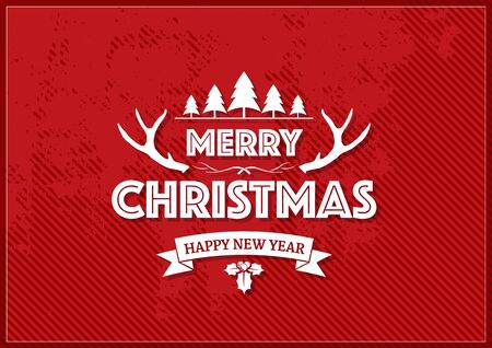 Greeting card for Christmas and Happy New Year lettering. Vector illustration.のイラスト素材