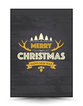 Greeting card for Christmas and Happy New Year lettering. Vector illustration.のイラスト素材