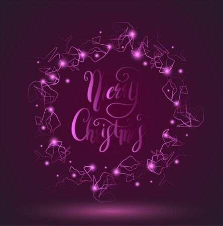 Greeting card for Christmas and Happy New Year lettering. Vector illustration.のイラスト素材