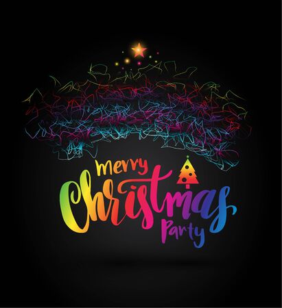 Greeting card for Christmas and Happy New Year lettering. Vector illustration.のイラスト素材