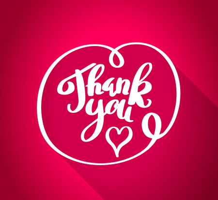 Thank you lettering with Christmas tree on red background. Vector illustration.のイラスト素材