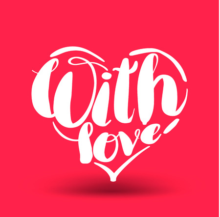 With Love lettering on heart shaped. Vector illustration for wedding and valentine's day.のイラスト素材