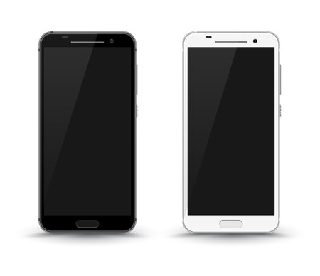 Realistic smartphone easy place image into screen smartphone. Vector illustration cell phone isolated.のイラスト素材