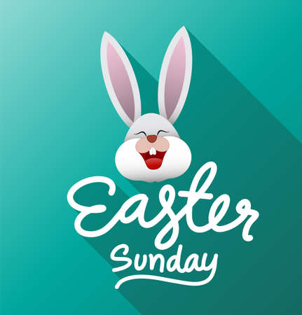 Happy Easter greeting card with rabbit,  Vector illustration for Easter dayのイラスト素材