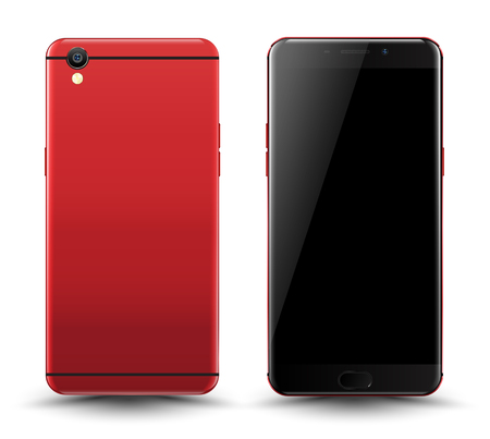 Realistic smartphone mockup easy place image into screen smartphone. Vector illustration cell phone isolated.のイラスト素材