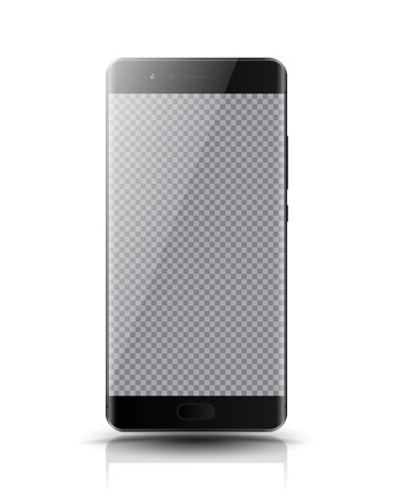 Front and back smartphone mockup. Easy place image into screen smartphone with shiny layer. Vector illustration for printing and web element, Game and application mockup.のイラスト素材