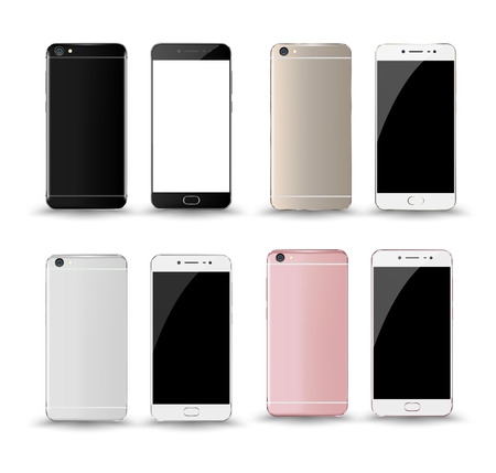 Smartphone front and back mockup. Vector illustration.のイラスト素材