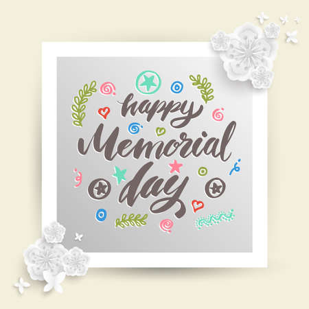 Happy Memorial Day lettering. Vector illustration.のイラスト素材