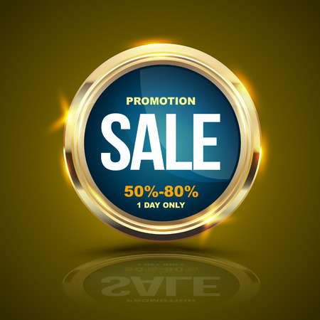 SALE banner gold circle for promotion advertising. Vector illustration.のイラスト素材