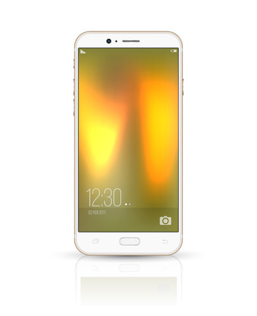 Smartphone mockup. Easy place image into screen smartphone with shiny layer. Vector illustration for printing and web element, Game and application mockup.のイラスト素材
