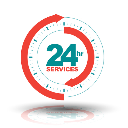 24 hours services banner. Vector illustration.のイラスト素材
