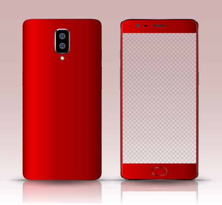 Smartphone mockup. Easy place image into screen smartphone with shiny layer. Vector illustration for printing and web element, Game and application mockup.のイラスト素材