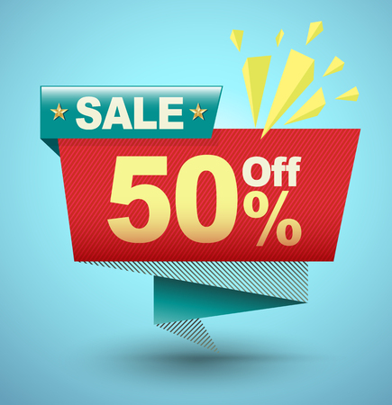 SALE banner origami paper style for promotion advertising. Vector illustration.のイラスト素材