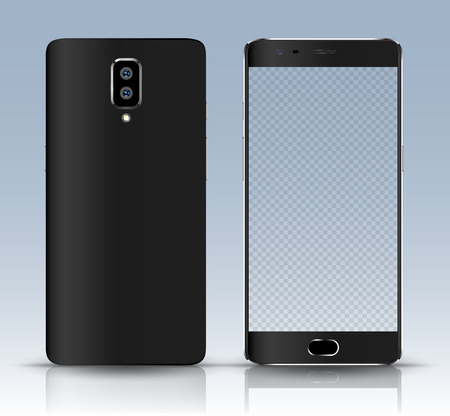 Smartphone mockup. Easy place image into screen smartphone with shiny layer. Vector illustration for printing and web element, Game and application mockup.のイラスト素材