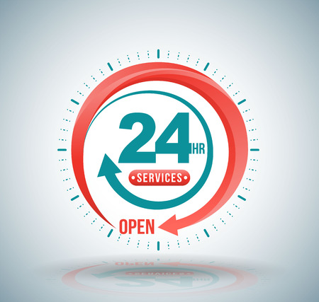 24 hours services banner. Vector illustration.のイラスト素材