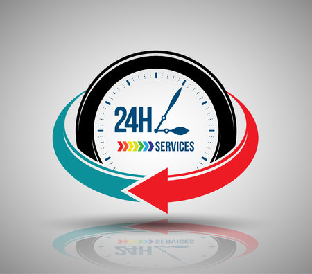 24 hours services banner. Vector illustration.のイラスト素材