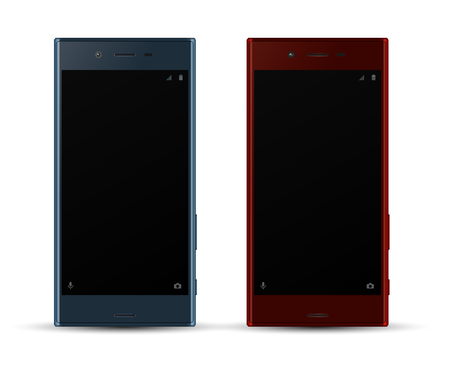 Smartphone mockup. Easy place image into screen smartphone with shiny layer. Vector illustration for printing and web element, Game and application mockup.のイラスト素材
